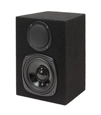 Dynavox Pair of 2 Way Trapezoidal Shelving Speakers with Felt Cover Black
