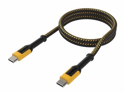 Dewalt USB C to USB C FAST Charger (Max Output 100W) Reinforced Charging Cable 1.2 meters (4ft) Reinforced Kevlar® (withstands repeated bending and flexing) For Extra Long Life Span