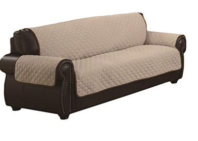 Quick Fit Reversible Waterproof Chair Couch Covers for Living Room Couch Cover with Strap Buckles in Chocolate-Natural