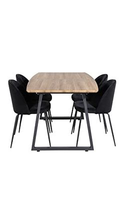 Venture Home Wrinkles & Inca Table à Manger avec Chaises, Noir, 160 x 85 x 75,5 cm