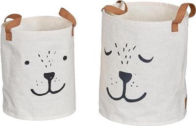LOVE IT STORE IT - Set med 2 mångsidiga förvaringskorgar i tyg - perfekt för barnrum, vardagsrum, badrum - beige, med robusta handtag