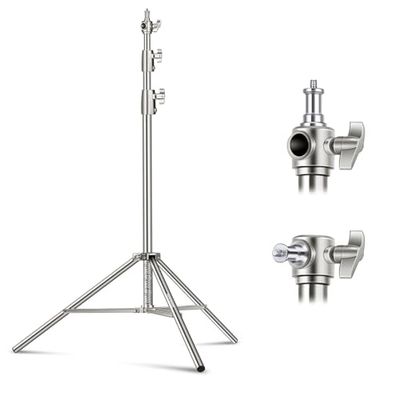 NEEWER Supporto per luce da 2,6 m in acciaio inox, con imbottitura a molla, resistente, con adattatore universale a vite da 1/4" a 3/8" per stroboscopio, luce video a LED, luce ad anello, monolight,