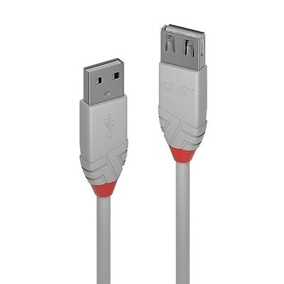 LINDY 5m USB 2.0 Type A Extension Cable, Anthra Line, Grey