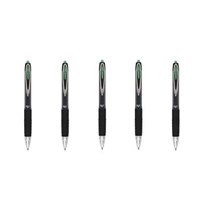 uni-ball - Uni Mitsubishi Pencil - Bolígrafo de gel de larga duración Signo 207 UMN207 - Grip antideslizante - Punta de acero 0,7 mm - Escritura media - Fluidez de escritura - Tinta verde - Lote de 5