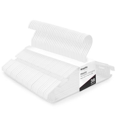 KEPLIN Cintres pour Bébés en Plastique Blanc - Lot de 36 Antidérapants, Peu Encombrants, Profitez de Plus de Rangement pour Les Vêtements et Robes d'enfants et Adolescents
