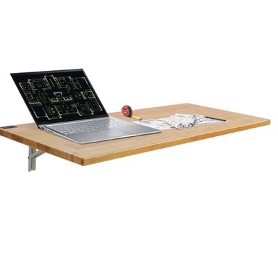 VEVOR Wandgemonteerde klaptafel, 120 cm x 50 cm wandmontage drop leaf tafel, houten zwevend bureau met ijzeren beugel, neerklapbaar bureau voor kleine ruimtes, thuiskantoor, eetkamer, wasruimte,
