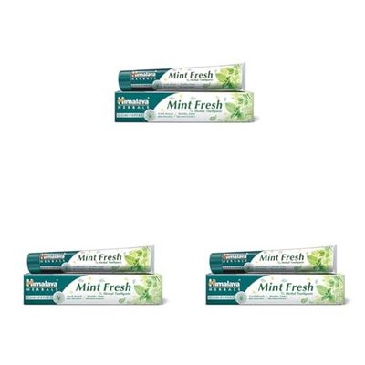 Himalaya Herbals Mint Toothpaste with Active Ingredients for Healthy Protected Gums and Fresh Breath| Anti-inflammatory Properties Maintain Complete Oral Hygiene - 75ml (Paquete de 3)