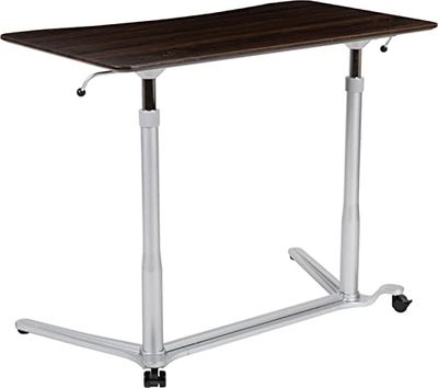Flash Furniture Table Debout Ergonomique pour Ordinateur, Métal, Grain de Bois Sombre, 37,38' W x 20,5' D x 29' - 40,75' H