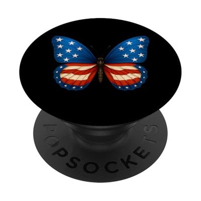 Mariposa Patriótica 4 de julio Bandera de Estados Unidos Día de la PopSockets PopGrip Adhesivo