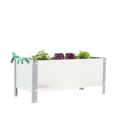 SimonRack Huerto Urbano Terraza Exterior, Agujeros Drenaje, Capacidad 150 L, Medidas 410x1200x400 mm, Huerto Metálico, Gris/Galvanizado -Simon Garden