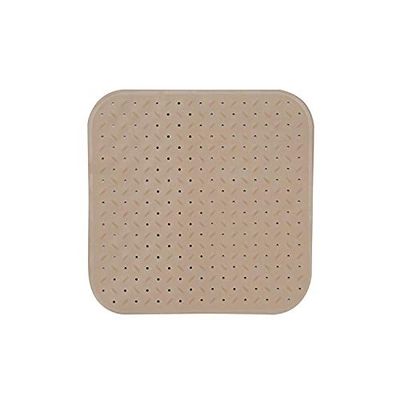 MSV Premium Beige Rectangular Antibacterial Non-Slip Shower Mat with Suction Cups - Scented of Roses - Approx. 54 x 54 cm - Washable at 60 °C