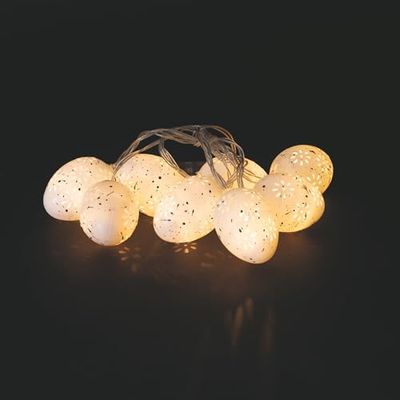 La Campagne Paasdecoratie snoer 8 LED eieren wit