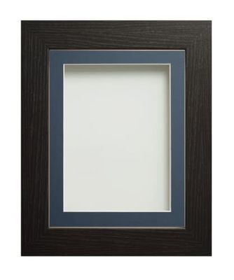 Frame Company Watson Black Picture Photo Frame fitted with Perspex, 10x8 inch with Blue Mount for image size 8x6 inch