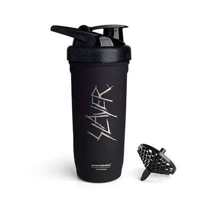 Smartshake Rockband Reforce Stainless Steel Protein Shaker Bottle 900 ml | 30 oz - Leakproof Screw-on Lid - BPA Free - Non Insulated – Unisex (Slayer, Scratchy Logo)