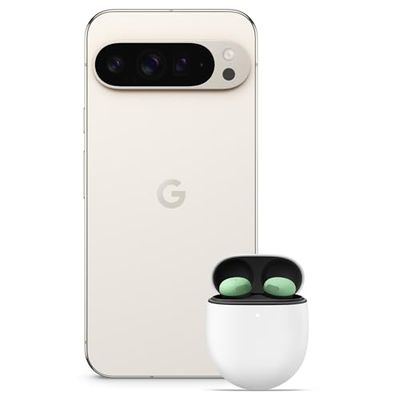 Google Pixel 9 Pro XL - Unlocked Android Smartphone with Gemini, Triple Rear Camera System, 24-Hour Battery, and 6.8" Super Actua Display - Porcelain, 512GB+Pixel Buds Bro 2