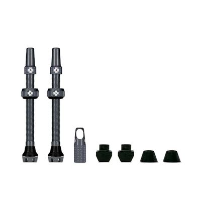 Muc-Off Valves Presta Tubeless - 60 mm - Valves de Vélo Anti-Fuite de Qualité Supérieure avec Outil Démonte-Obus de Valve Intégré - Gris