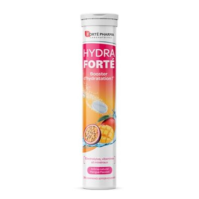 Forté Pharma - Hydra Forté Mangue Passion - Electrolytes, Vitamines C & D, Minéraux, Magnésium - Hydratation - Sport, Chaleur, Voyage - Comprimés Effervescents (1-2/Jour, 20 Jours)