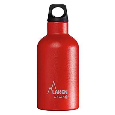 Laken Futura Thermo Borraccia, Bottiglia d'Acqua Isolamento Sottovuoto Acciaio Inossidabile, Bocca Stretta - 350 ML Rosso