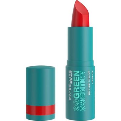 Maybelline New York - Rouge à Lèvres Satiné & Pigmenté - Enrichi en Beurre de Cacao - 86% d'Ingrédients d'Origine Naturelle - Formule Vegan - Butter Cream Green Edition - Teinte : Rainforest (05)