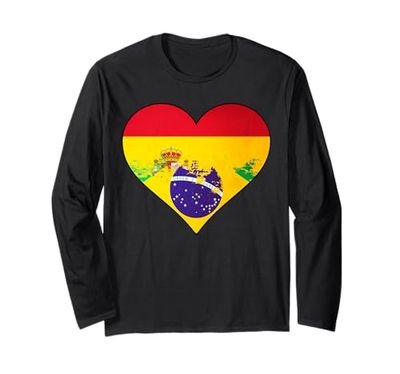 Bandera de España y Brasil del Corazón Manga Larga