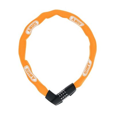 ABUS Kettingslot Tresor 1385 – cijferslot van gehard staal – 7 mm dikke vierkante ketting – ABUS veiligheidsniveau 7 – 85 cm – oranje