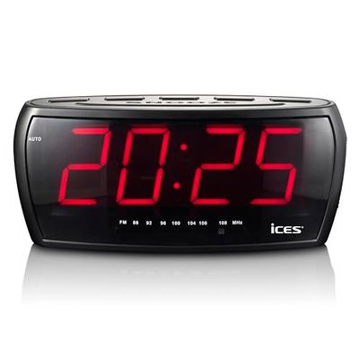 ICES Electronics ICR-230-1 Rádio (relógio, FM, PLL, LED, 4,57 cm (1,8"), 14 cm, 11 cm) preto