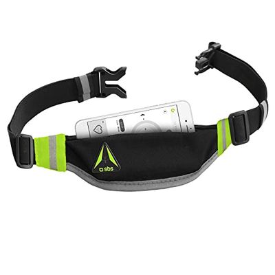 SBS Marsupio Running portacellulare, per Android e iPhone Fino a 6,9", con Inserti Fluorescenti, Foro per Auricolari, Zip e Chiusura a Clip