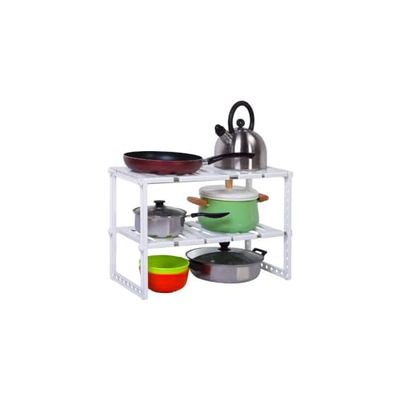 Wielofunkcyjny regał pod umywalkę - organizer kuchenny i łazienkowy, z 2 półkami, aluminium biały 31 x 49,8 x 7 cm