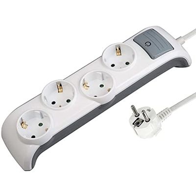 Electraline Extensão de base múltipla, branca, 3G1 mm², 2 m, 4 tomadas