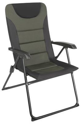 Homecall 30045 Silla de camping plegable de acero bitono/600D poliéster acolchado respaldo ajustable verde/negro, 104,0 cm* 70,0 cm* 60,0 cm