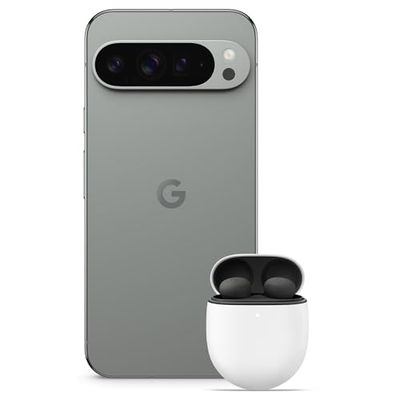 Google Pixel 9 Pro XL - Unlocked Android Smartphone with Gemini, Triple Rear Camera System, 24-Hour Battery, and 6.8" Super Actua Display - Hazel, 256GB+Pixel Buds Bro 2