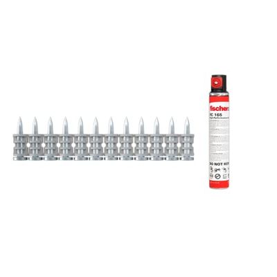 fischer - Clavos para Disparo 32mm con Gas Incluido, para clavadora electrica de Clavos FGC 100, Aptos para hormigón (< C 30/37), ladrillo Macizo y mampostería, 1.008 uds, Gris