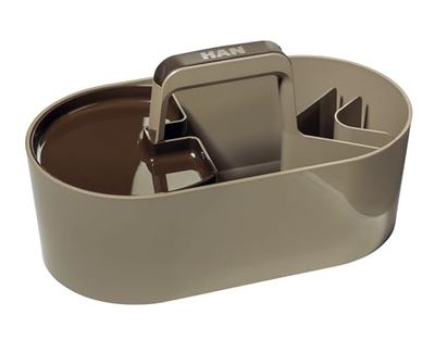 HAN Toolbox Loft 1200-43 - Cestino da scrivania in plastica con manico, 4 scomparti, cestino per la pulizia, per utensili, marrone chiaro