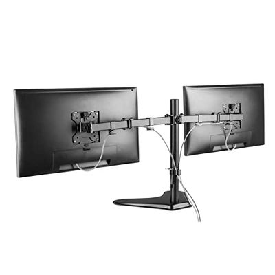 Proper - Supporto da scrivania a doppio braccio per monitor da 13", 19'', 21'', 23'', 24'', 27'' e 32'', nero