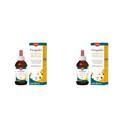 ERBA VITA Propoli EVSP® Estratto Idro No Alcol integratore alimentare solubile e biodisponibile, senza alcol - 30 ml (Confezione da 2)
