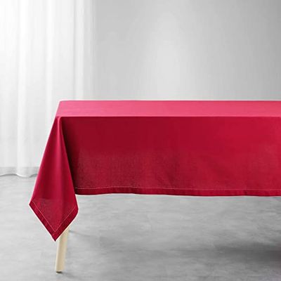 Douceur d'Intérieur, Nappe Rectangle (140 x 240 cm) Charline Rouge, Coton