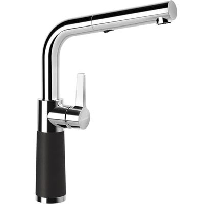 SCHOCK | Miscelatore SC540 Canna Alta Dritta con Doccia Estraibile, Base Rivestita in ®Cristadur Premium Nero Puro, h323mm