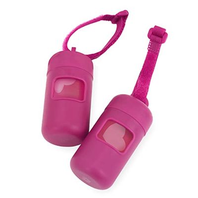 Best Pet Supplies Porta sacchetti per escrementi per cani, dispenser riutilizzabile per viaggi, passeggiate, parco e uso all'aperto, durevole, con clip, fucsia, (confezione da 2)