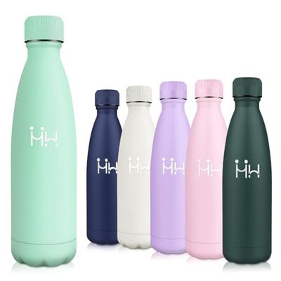 Motswedi Botella Agua Acero Inoxidable, 500 ml Sin BPA, Botella Termica, Mantener 12H Caliente/24 Frío, Cantimplora, Prueba de Fugas, Botella Agua para Deporte, Oficina, Yoga, Ciclismo, Azul Verde
