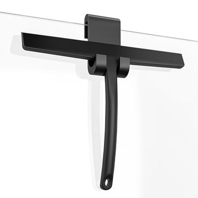 Douchewisser 28 cm zwart siliconen glaswisser douche met houder zonder boren raamtrekker douchewand trekker badkamer wisser met zuigknop en S-haak