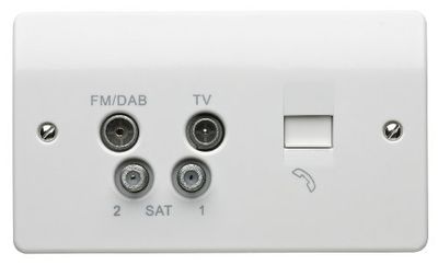 Mk K3564DABWHI 2-Gang TV/FM Dab/ SATX2 Quadplexer with BT Secondary