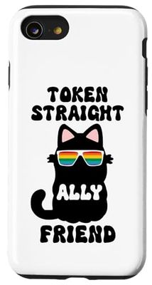 Token Straight Friend Gay Pride Ally Cat Purride LGBTQ Flag Custodia per iPhone SE (2020) / 7 / 8