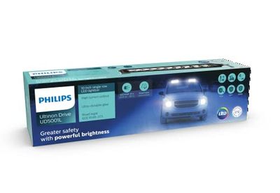 Philips Ultinon Drive 5001L, Luce Ausiliaria Led Per La Funzione Abbagliante, Barra Luminosa Led Da 10 pollici, 12V/24V, 2.500 Lumen, Lunghezza Del Fascio Luminoso Fino A +387 Metri, Nero