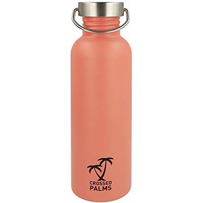 Crossed Palms Drinkfles van roestvrij staal, 750 ml, koraal, 7,1 x 24,3 cm, BPA-vrij, lekvrij, CP-10000