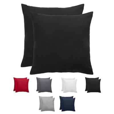 Komfortec Premium örngott set om 2 80 x 80 cm med dragkedja, borstad 100% polyester 120 g/m², örngott, supermjukt kuddfodral, set, svart