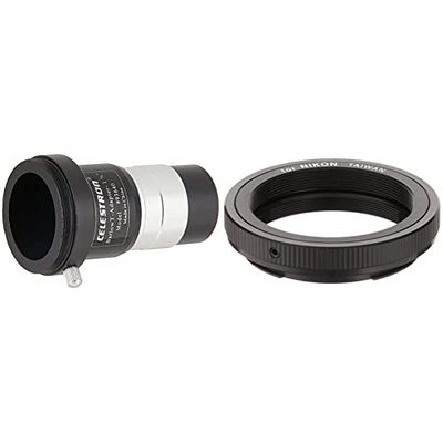 Celestron CE93640 Raccordo Fotografico Universale con Barlow 2X 31.8mm & Anello T2 Per Nikon, Nero