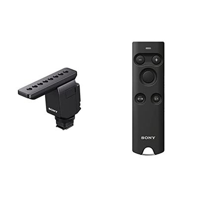 Sony ECM-B1M - Microfono Shotgun digitale senza fili per macchine fotografiche & Telecomando Bluetooth RMT-P1BT per il Controllo Remoto di Fotocamere, Nero