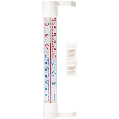 Browin 20510 020510 - Termómetro exterior adhesivo, transparente, blanco, tamaño mediano, universal, escala de temperatura -70-+50 °C, 26 x 230 mm, 4,5 x 10 x 32 cm