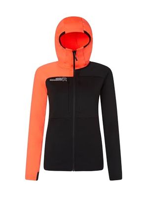 Rock Experience REWC02611-C279 Teller Hoodie Woman Fleece Sweatshirt Femme 0208(Caviar)+2151(Fiery Coral) L