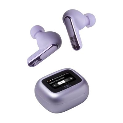 JBL Live Beam 3 Cuffie Wireless Bluetooth, 48 Ore di Autonomia, con Cancellazione Adattiva del Rumore e High-Resolution Signature Sound, Impermeabili e Antipolvere IP55, Inserti Auricolari, Viola